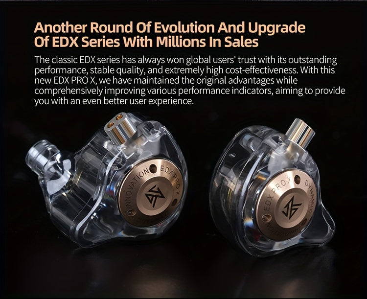 KZ EDX Pro X Dual Driver Hi-Fi In Ear Monitor Headphones - Exceptional Stereo Sound, Noise Cancelling, Wired IEM Earphones with Comfortable Fit - Eid Al-Adha Mubarak Gift Idea