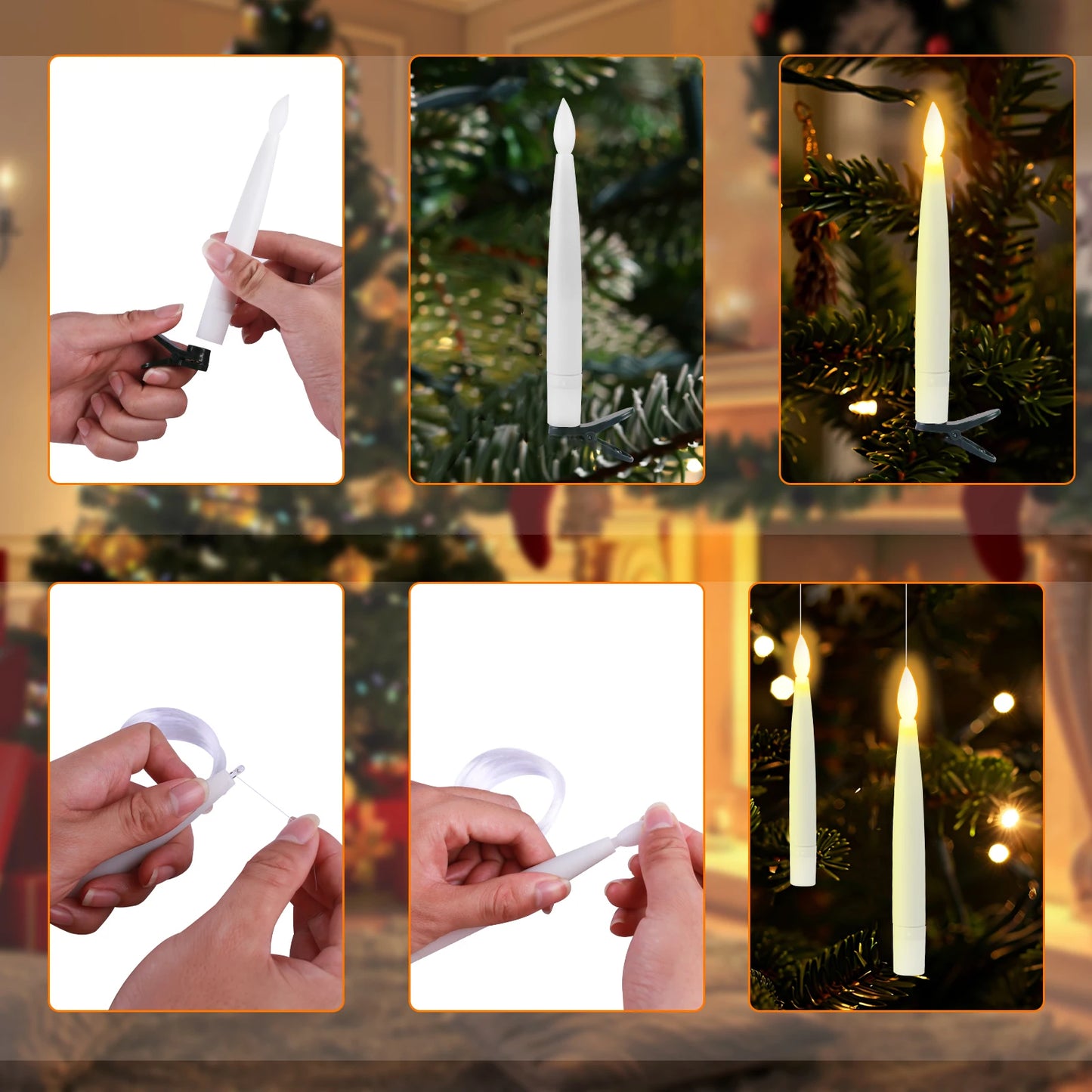 Floating LED Candles + Magic Wand Remote Flameless Flickering Party Ceiling Decor Gift