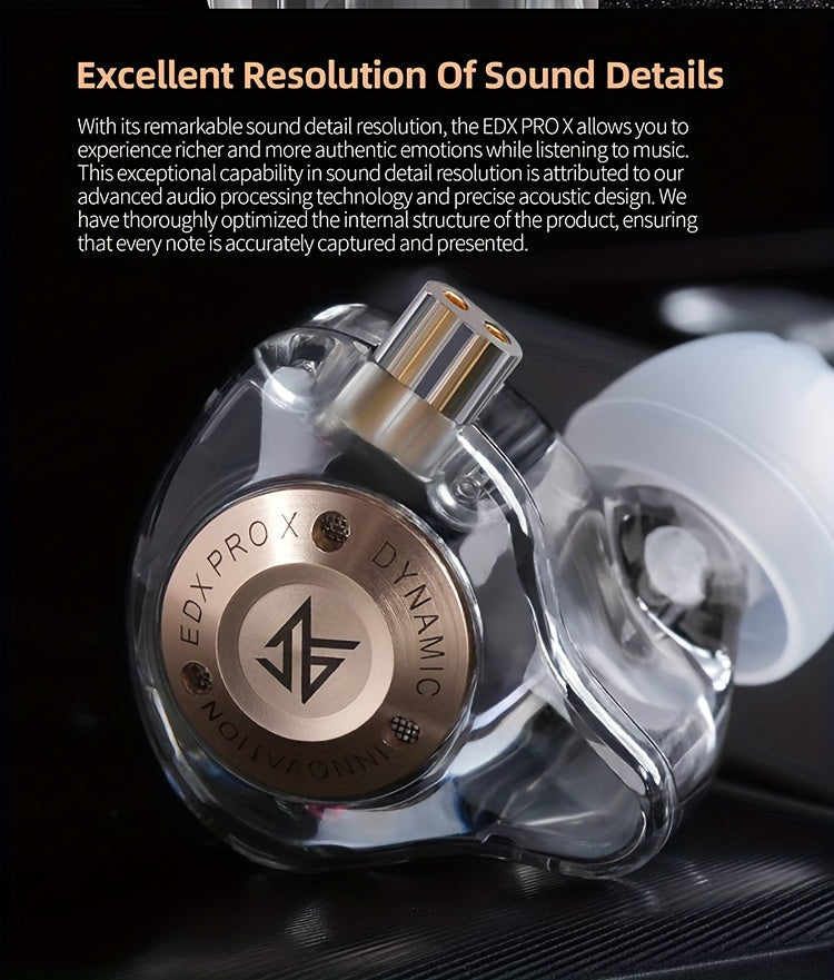 KZ EDX Pro X Dual Driver Hi-Fi In Ear Monitor Headphones - Exceptional Stereo Sound, Noise Cancelling, Wired IEM Earphones with Comfortable Fit - Eid Al-Adha Mubarak Gift Idea