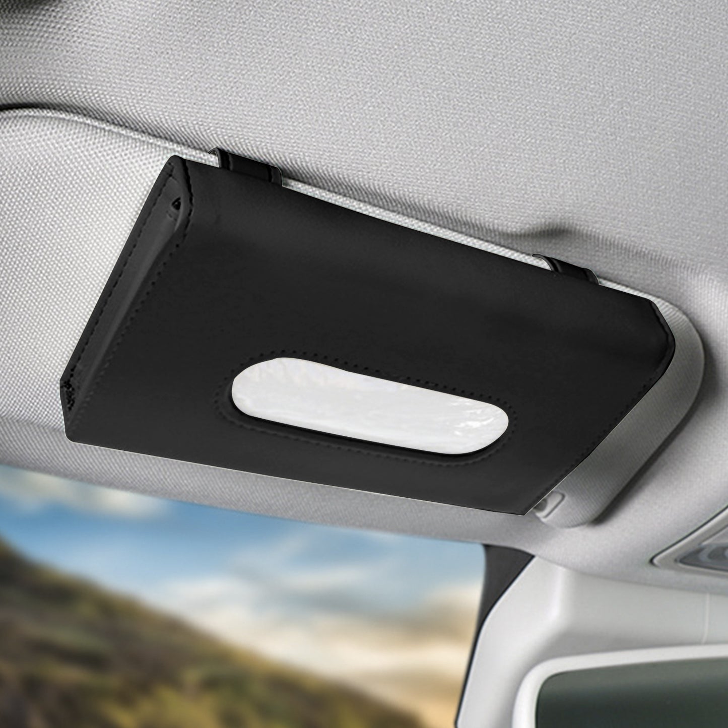 Brand New – PU Leather Car Sun Visor Tissue Box & Organizer
