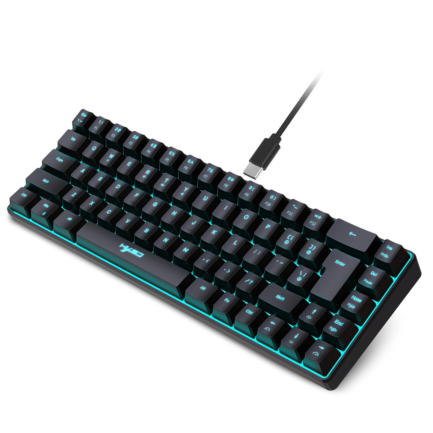 60% Gaming Keyboard,RGB Backlit Ultra Compact Mini 68 Key Wired Keyboard,Anti-Ghosting Keys, for Windows Laptops and PC