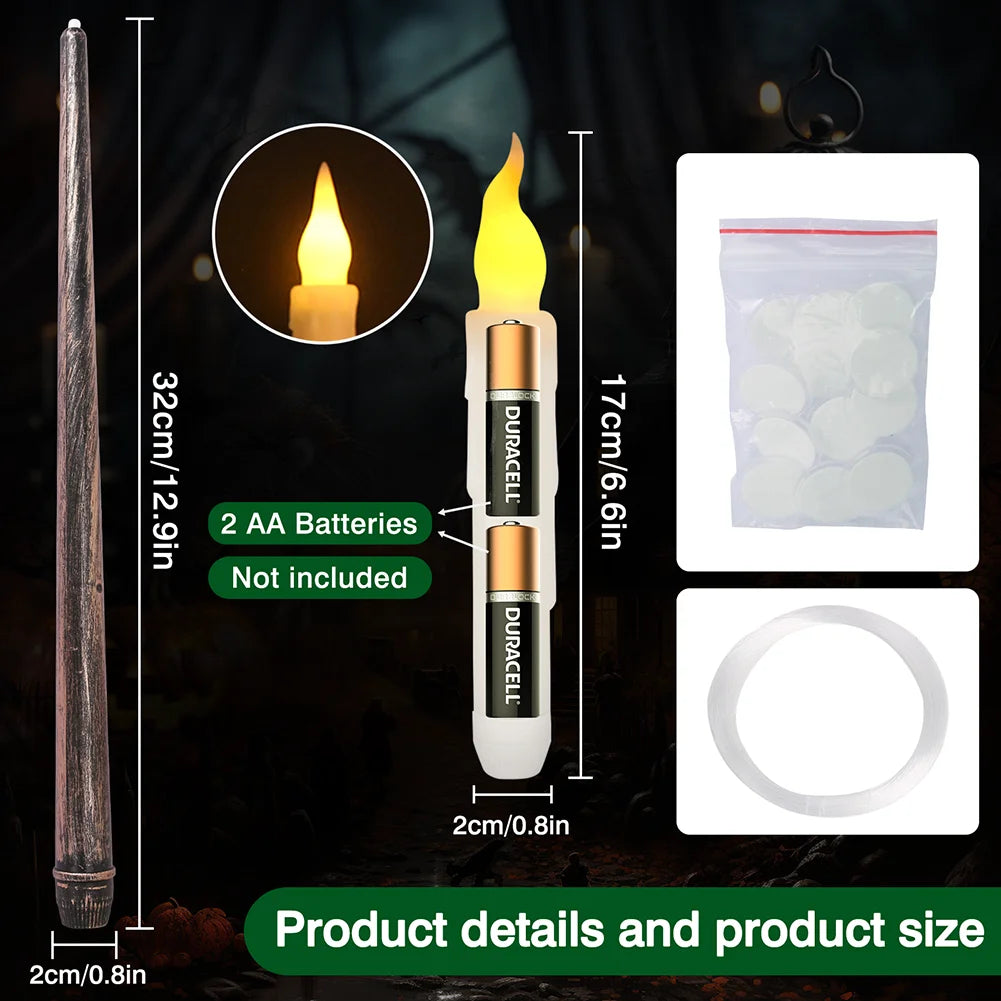 Floating LED Candles + Magic Wand Remote  Flameless Flickering  Party Ceiling Decor Gift