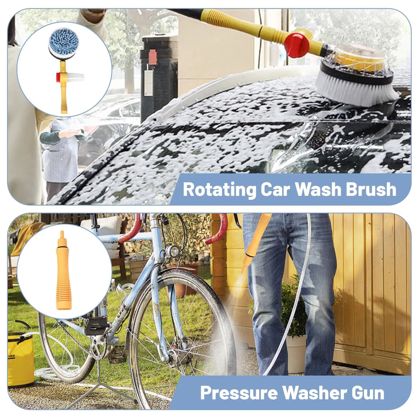 Car Wash Set 360 Degree Rotating Handle Detachable Telescopic Car Wash Brush With Soap Dispenser Suitable Car Yard Garden Pets