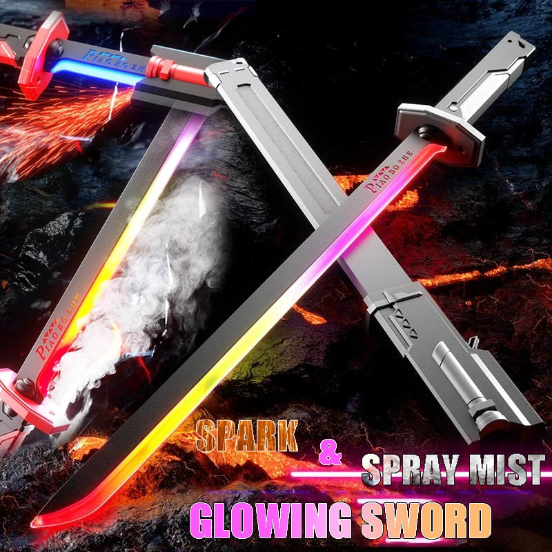 LED Sparkblade Katana Toy Sword – Light, Smoke & Streamer FX Cosplay Prop