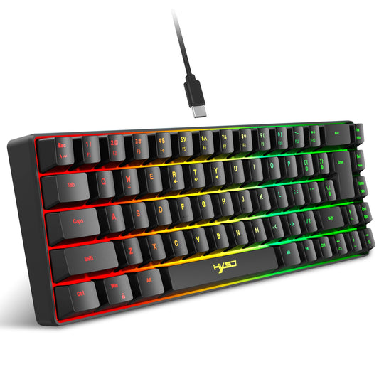 60% Gaming Keyboard,RGB Backlit Ultra Compact Mini 68 Key Wired Keyboard,Anti-Ghosting Keys, for Windows Laptops and PC