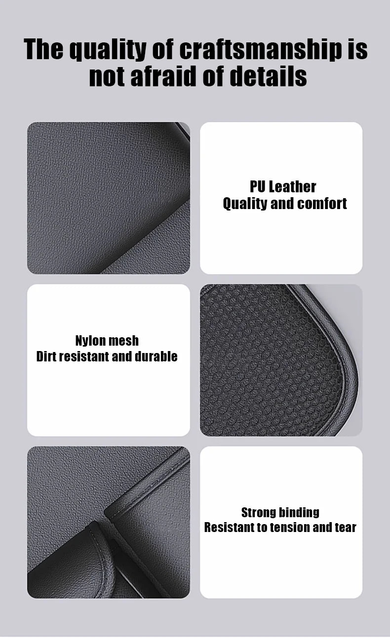 Car Seat Back Organizer w/ Foldable Tray Leather Storage Bag Travel Auto Accessory