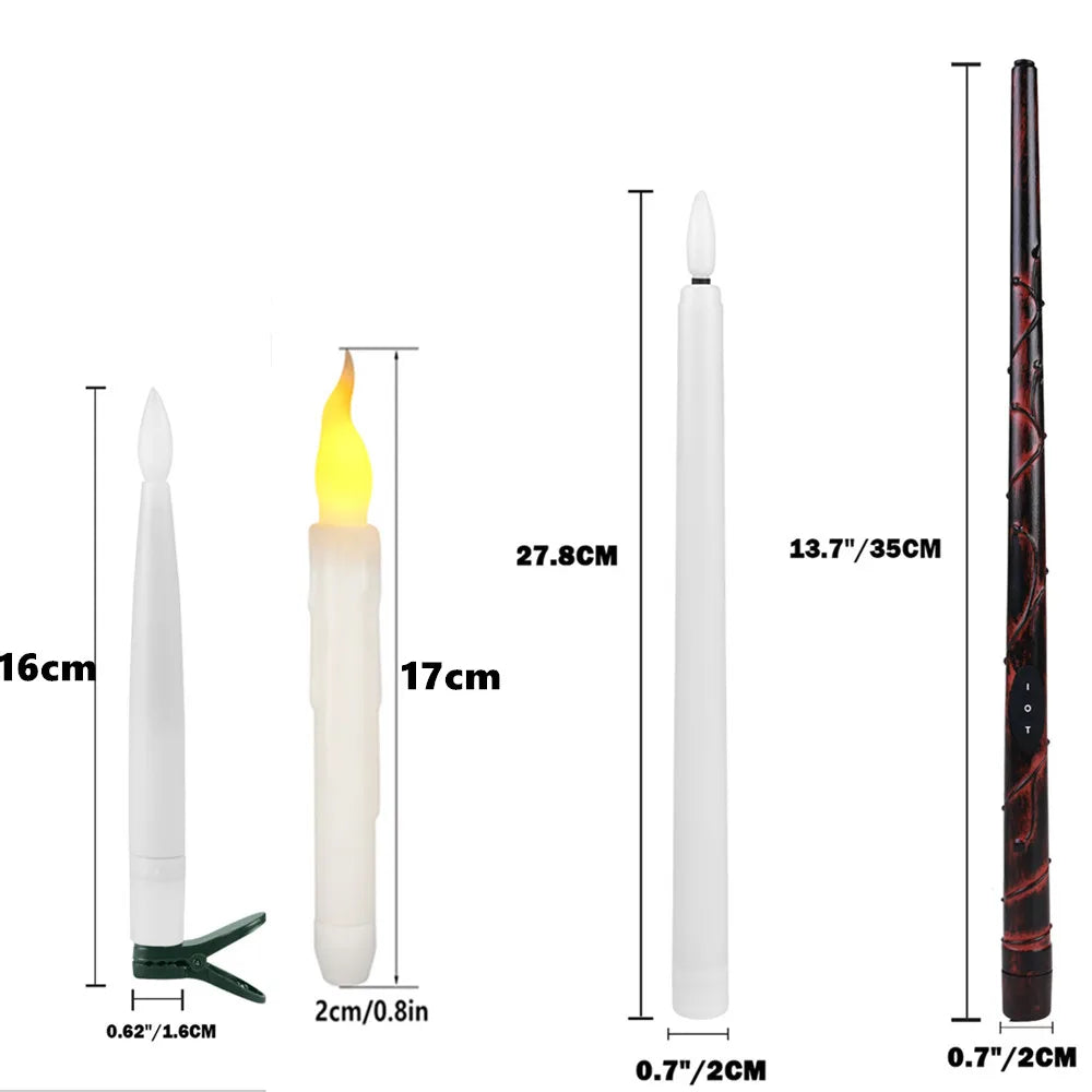 Floating LED Candles + Magic Wand Remote  Flameless Flickering  Party Ceiling Decor Gift