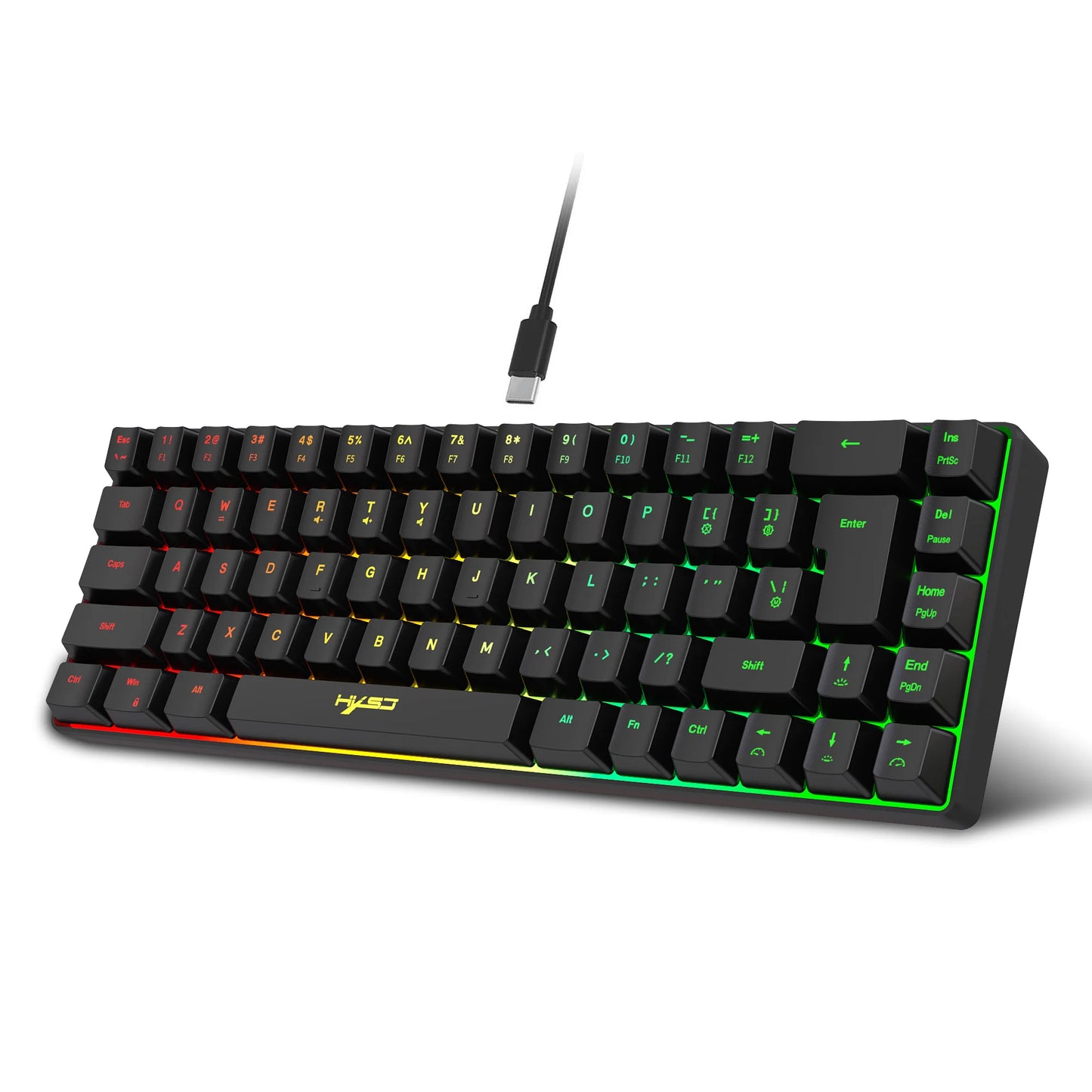 60% Gaming Keyboard,RGB Backlit Ultra Compact Mini 68 Key Wired Keyboard,Anti-Ghosting Keys, for Windows Laptops and PC