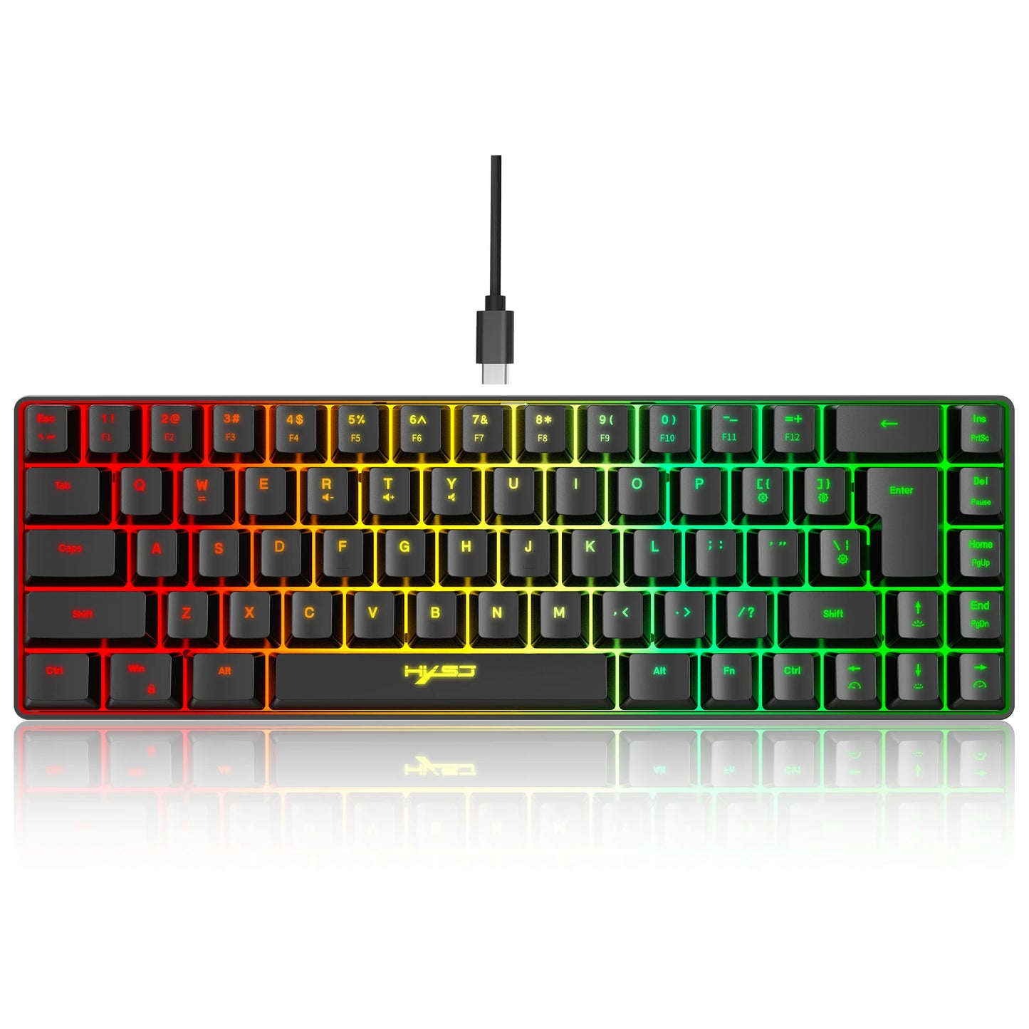 60% Gaming Keyboard,RGB Backlit Ultra Compact Mini 68 Key Wired Keyboard,Anti-Ghosting Keys, for Windows Laptops and PC