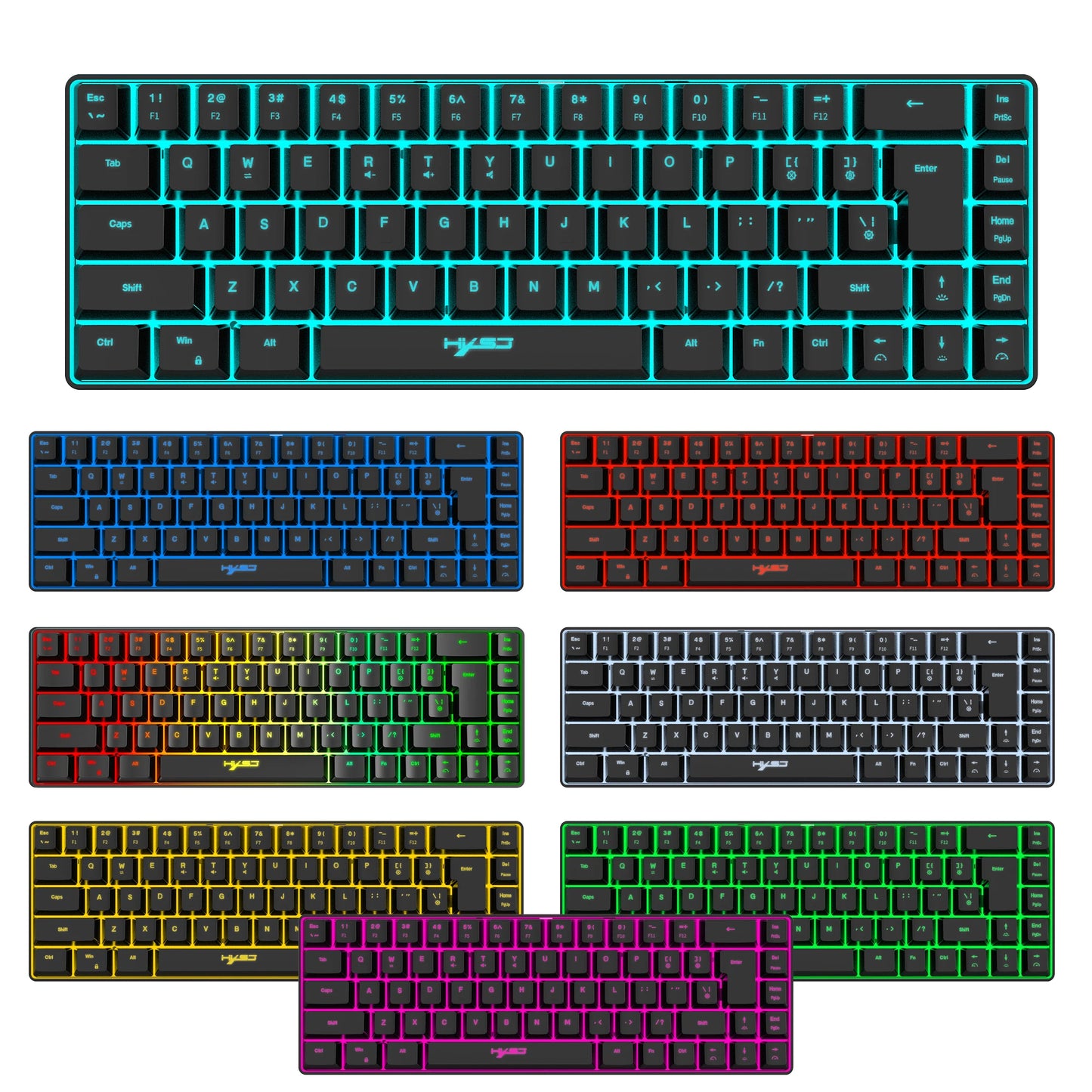 60% Gaming Keyboard,RGB Backlit Ultra Compact Mini 68 Key Wired Keyboard,Anti-Ghosting Keys, for Windows Laptops and PC