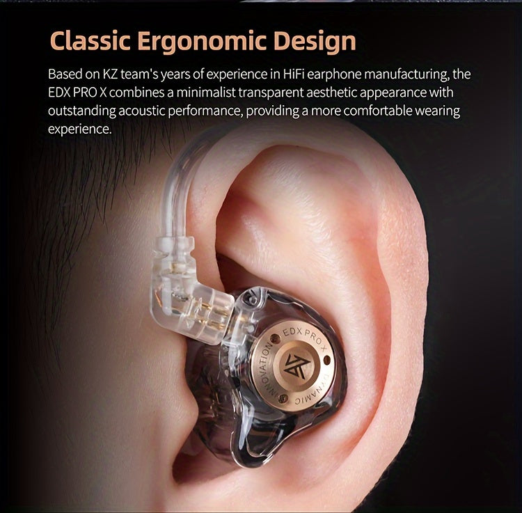 KZ EDX Pro X Dual Driver Hi-Fi In Ear Monitor Headphones - Exceptional Stereo Sound, Noise Cancelling, Wired IEM Earphones with Comfortable Fit - Eid Al-Adha Mubarak Gift Idea