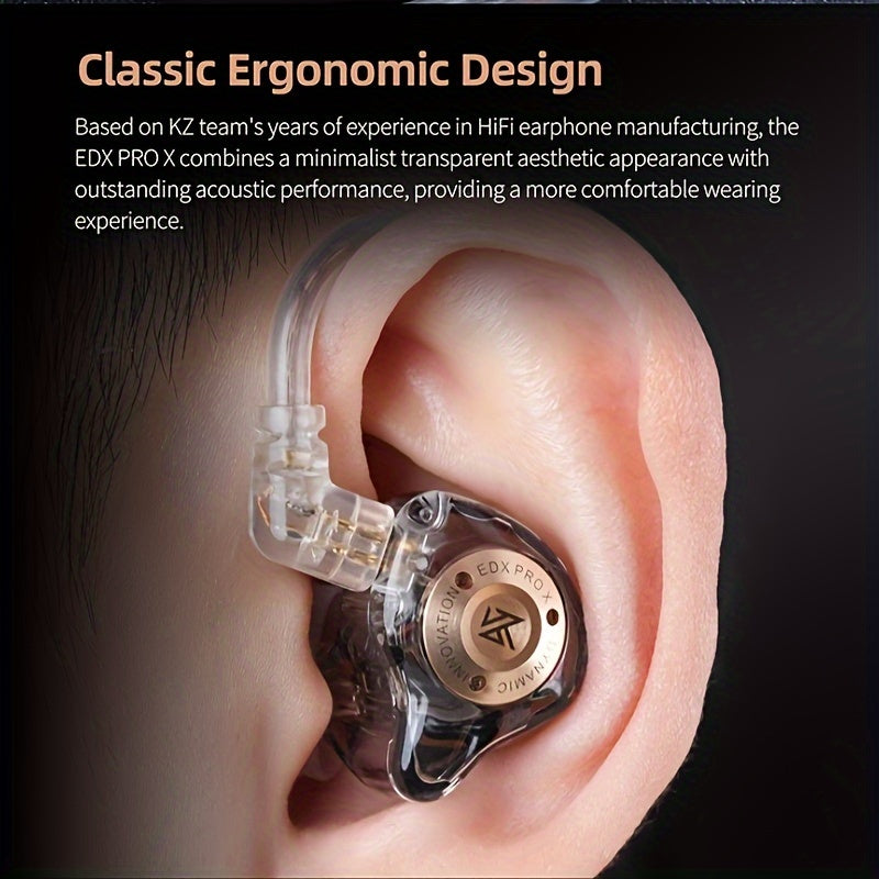 KZ EDX Pro X Dual Driver Hi-Fi In Ear Monitor Headphones - Exceptional Stereo Sound, Noise Cancelling, Wired IEM Earphones with Comfortable Fit - Eid Al-Adha Mubarak Gift Idea